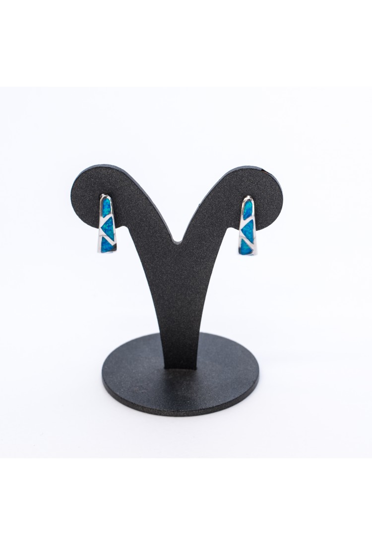 Earring Silver 925 with blue synthetic Opal Minimal SBO001