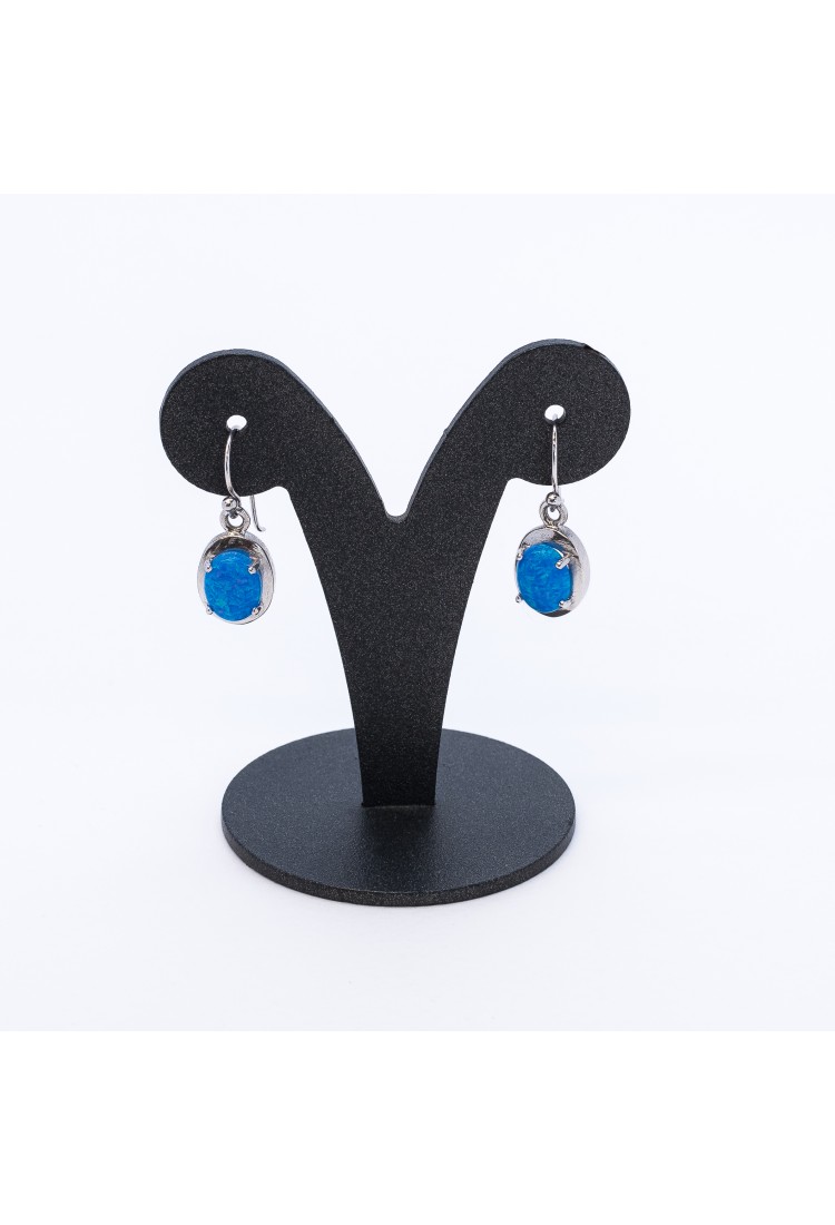 925 silver earring with synthetic blue opal Minimal SBO014