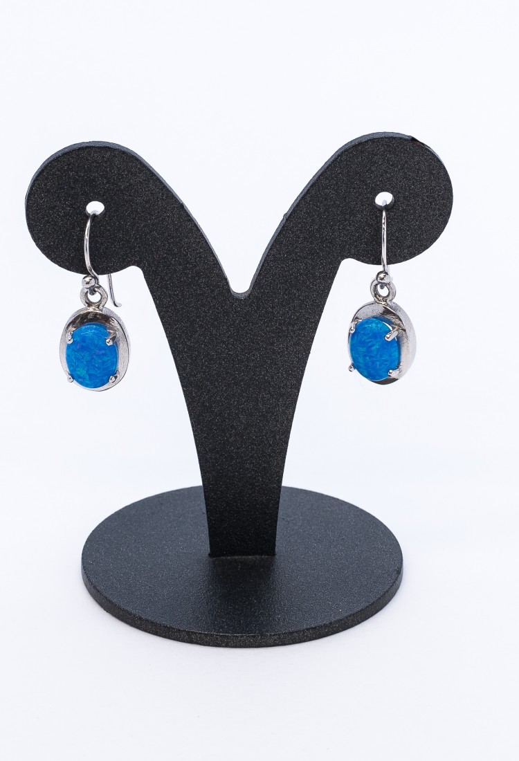 925 silver earring with synthetic blue opal Minimal SBO014