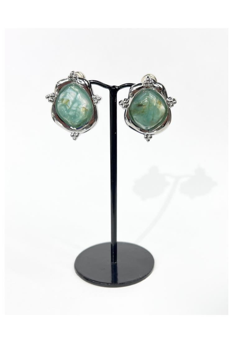 Earrings With Green Stone WER321