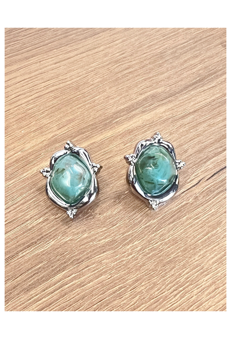 Earrings With Green Stone WER321