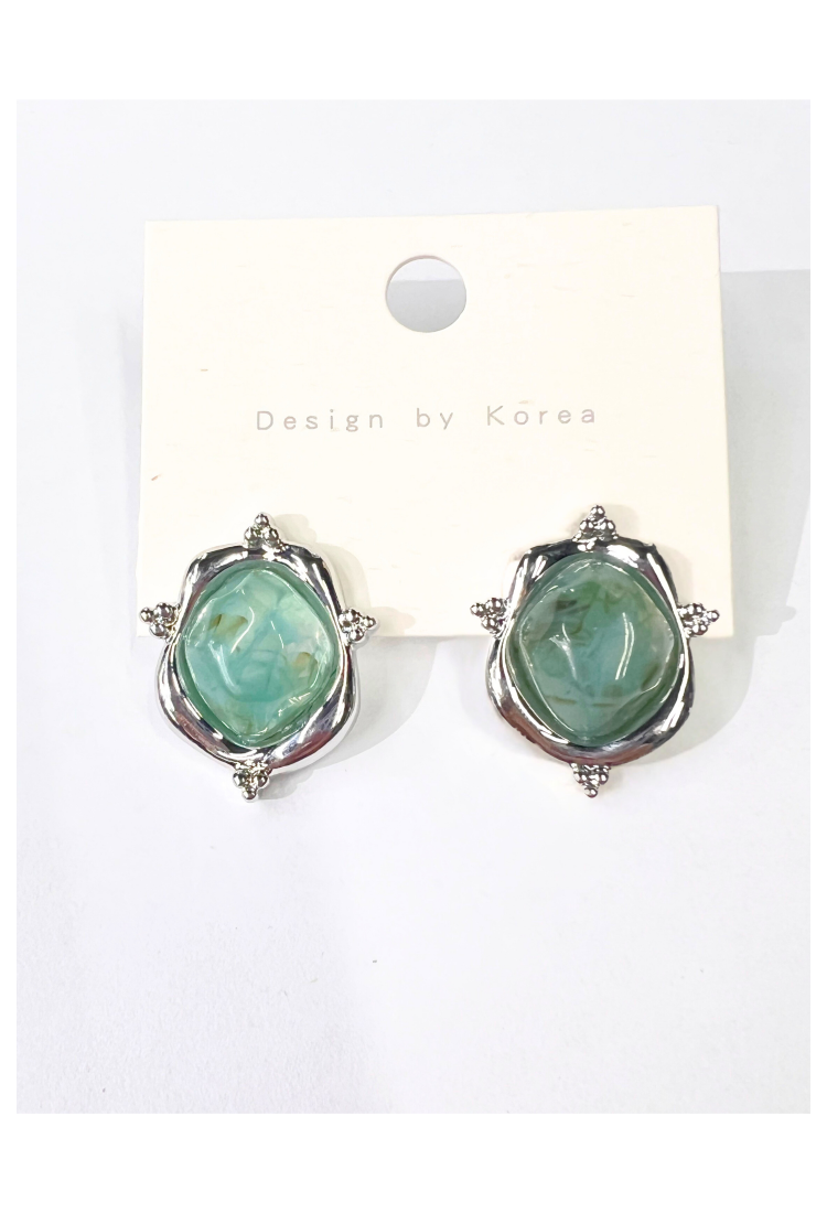 Earrings With Green Stone WER321